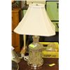 Image 1 : 1950'S PINWHEEL GLASS LAMP, ELECTRIC, TAN SHADE,