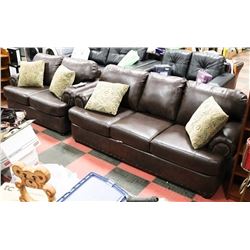 NEW 1495 BROWN BONDED LEATHER 84" SOFA  &