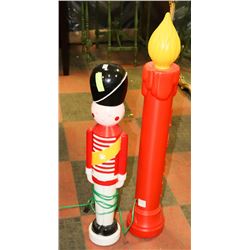 VINTAGE CHRISTMAS OUTDOORS LIGHT UP CANDLE AND