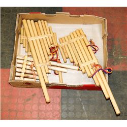 FLAT OF PAN FLUTES, VARIOUS SIZES, BUMBOOK MAPLE