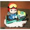 Image 1 : VINTAGE HAND PAINTED CERAMIC SNOWMOBILE FIGURE.