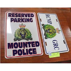 RCMP METAL PARKING SIGN & LICENCE PLATE