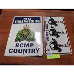 RCMP METAL PARKING SIGN & LICENCE PLATE