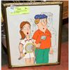 Image 1 : ORIGINAL ANIMATION CEL WITH DRAWING, FRAME.