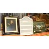 Image 1 : LOT OF 2 PRINTS AND A WOODEN TABLE TOP SHELF