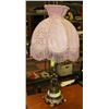 Image 1 : BRASS AND MARBLE TABLETOP LAMP WITH SHADE