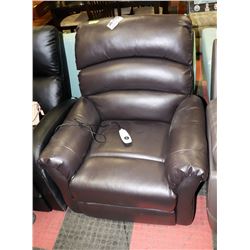 BROWN LEATHERETTE POWER LIFT CHAIR