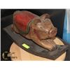 Image 1 : ANTIQUE HAND CARVED ROCKING PIG.