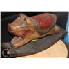 Image 2 : ANTIQUE HAND CARVED ROCKING PIG.