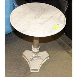 VINTAGE METAL AND MARBLE END TABLE