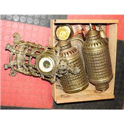 ESTATE COLLECTION OF BRASS CLOCKS, SCONCES AND