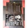 Image 1 : ANTIQUE WOOD CABINET FILLED WITH CAMERAS AND