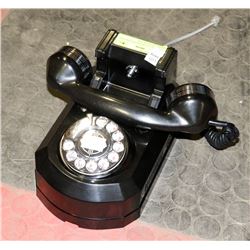 1950'S WALL HANGING ROTARY DIAL PHONE, GLOSS BLACK