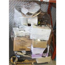 ESTATE PALLET OF LAMPS, GLASSWARE, AND MORE