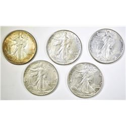 5 - 1943 WALKING LIBERTY HALF DOLLARS