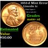 Image 1 : 1953-d Mint Error Filled Upper 5 Dot at tail of 9 Lincoln Cent 1c Grades Choice+ Unc RD