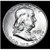 Image 2 : 1957-d . . Franklin Half Dollar 50c Grades Select Unc+ FBL