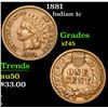 Image 1 : 1881 . . Indian Cent 1c Grades xf+