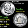 Image 1 : 1958-d . . Franklin Half Dollar 50c Grades Select Unc+ FBL
