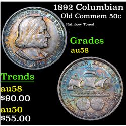 1892 Columbian Rainbow Toned . Old Commem Half Dollar 50c Grades Choice AU/BU Slider