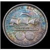 Image 3 : 1892 Columbian Rainbow Toned . Old Commem Half Dollar 50c Grades Choice AU/BU Slider