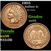 Image 1 : 1905 Nice Patina . Indian Cent 1c Grades Choice AU