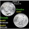 Image 1 : 1925-p . . Peace Dollar $1 Grades Choice+ Unc