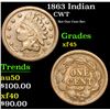 Image 1 : 1863 Indian Not One Cent Rev . Civil War Token 1c Grades xf+