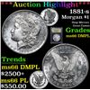 Image 1 : ***Auction Highlight*** 1881-s Deep Mirrors Great Cameo Morgan Dollar $1 Graded GEM+ UNC DMPL By USC