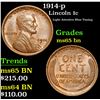 Image 1 : 1914-p Light Attrative Blue Toning . Lincoln Cent 1c Grades GEM Unc BN