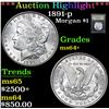 Image 1 : ***Auction Highlight*** 1891-p . . Morgan Dollar $1 Graded Choice+ Unc By USCG (fc)