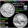 Image 1 : ***Auction Highlight*** 1937-d 3 leg Key Date Bucket List Coin' Buffalo Nickel 5c Graded vf++ By USC