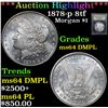 Image 1 : ***Auction Highlight*** 1878-p 8tf . . Morgan Dollar $1 Graded Choice Unc DMPL By USCG (fc)