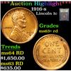 Image 1 : ***Auction Highlight*** 1916-s . . Lincoln Cent 1c Graded Select Unc RD By USCG (fc)
