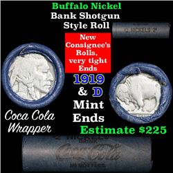Full roll of Buffalo Nickels, 1919 on one end & a 'd' Mint reverse on other end (fc)