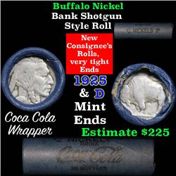 Full roll of Buffalo Nickels, 1925 on one end & a 'd' Mint reverse on other end (fc)