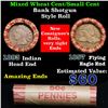 Image 1 : Mixed small cents 1c orig shotgun roll, 1893 Indian one end, 1857 Flying Eagle other end