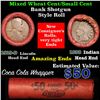 Image 1 : Mixed small cents 1c orig shotgun roll, 1919-d one end, 1898 Indian cent other end