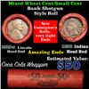 Image 1 : Mixed small cents 1c orig shotgun roll, 1918-s one end, 1896 Indian cent other end