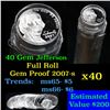 Image 1 : Proof 2007-s Jefferson nickel 5c roll, 40 pieces