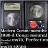 Image 1 : 1989-d Congressional Bicentennial Unc . . Modern Commem Dollar $1 Graded ms70, Perfection by USCG