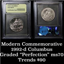 1992-d Columbus Quincentenary Unc Modern Commem Dollar $1 Graded ms70, Perfection by USCG