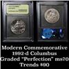 Image 1 : 1992-d Columbus Quincentenary Unc Modern Commem Dollar $1 Graded ms70, Perfection by USCG