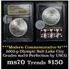 Image 1 : 2002-p Olympic Salt Lake Unc Modern Commem Dollar $1 Graded ms70, Perfection by USCG