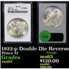 Image 1 : ANACS 1922-p Double Die Reverse Peace Dollar $1 Graded ms63 by ANACS