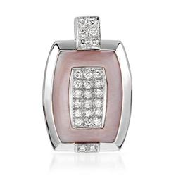 18k White Gold 0.57CTW Mother Of Pearl and Diamond Pendant, (SI1-SI2/Pink/G-H)