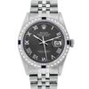 Image 2 : Rolex Mens Stainless Steel Dark Rhodium Roman Diamond & Sapphire Datejust Wristw