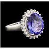 Image 1 : 7.50 ctw Tanzanite and Diamond Ring - 14KT White Gold