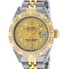 Image 1 : Rolex Ladies 2 Tone 14K Champagne Diamond Lugs & Pyramid Datejust Wriswatch