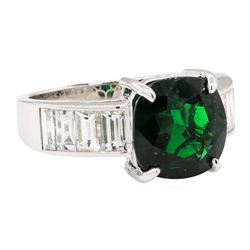 5.33 ctw Tsavorite And Diamond Ring - 18KT White Gold